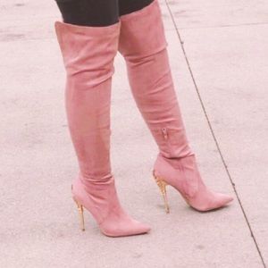 Suede knee high boots